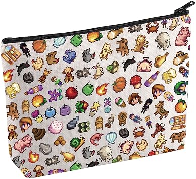 Stardew Game Inspired Cosmetic Bag Farming Simulation Game Makeup Bag Junimo Planter Gift Farm Fishing Gift Video Game Lovers Gift Game Thing
