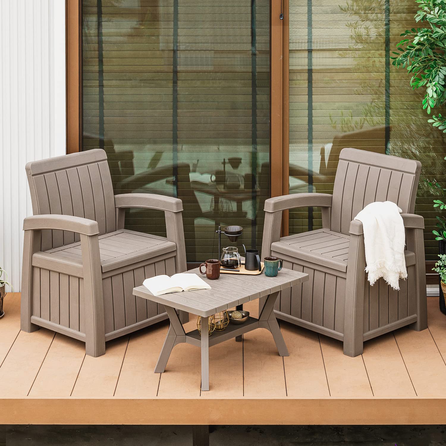 Amazon.co.jp: ガーデン テーブルセット 3点 ソファ 収納  