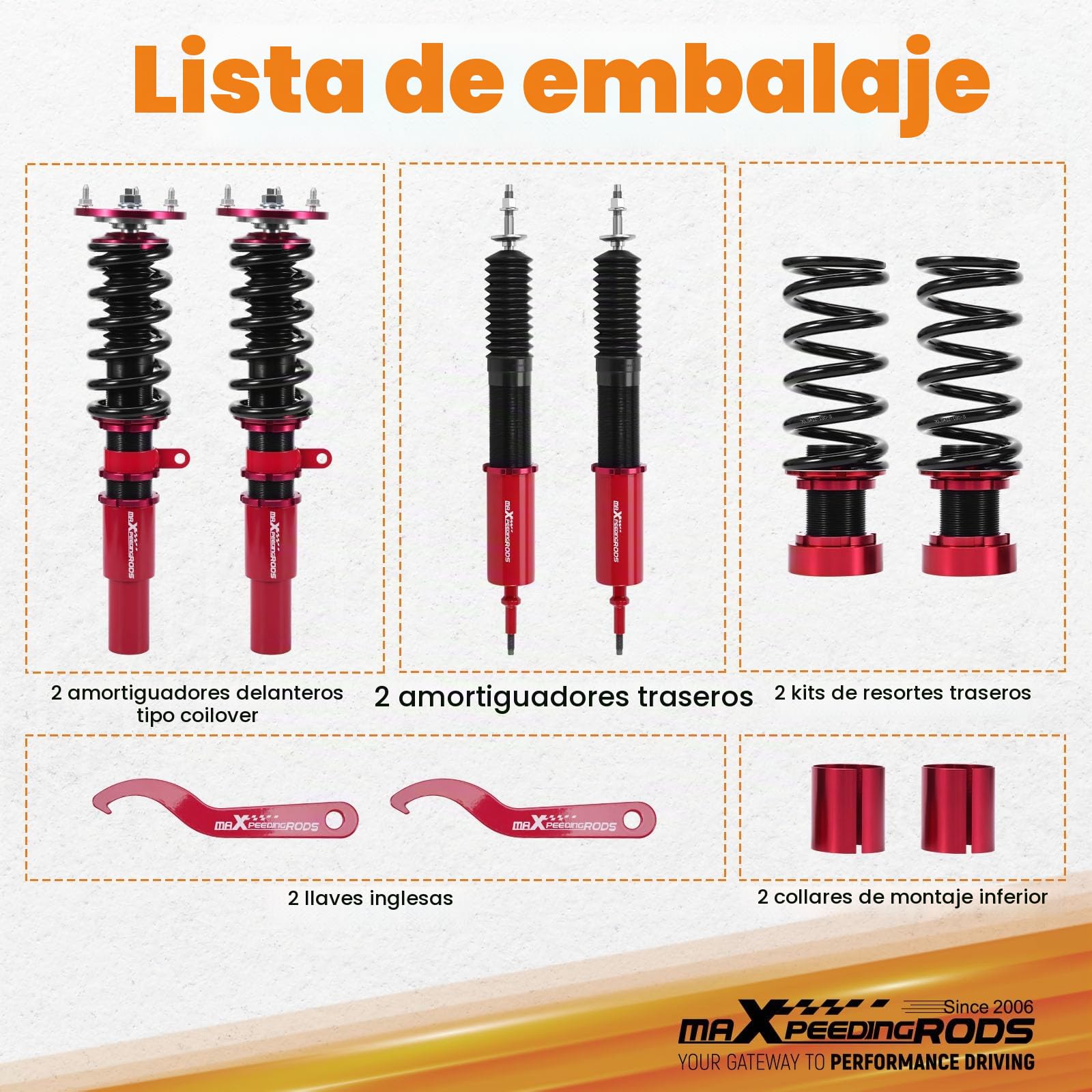 maXpeedingrods Suspensión roscada para amortiguadores 3 E90 E91 04-12 2 delanteros y 2 traseros