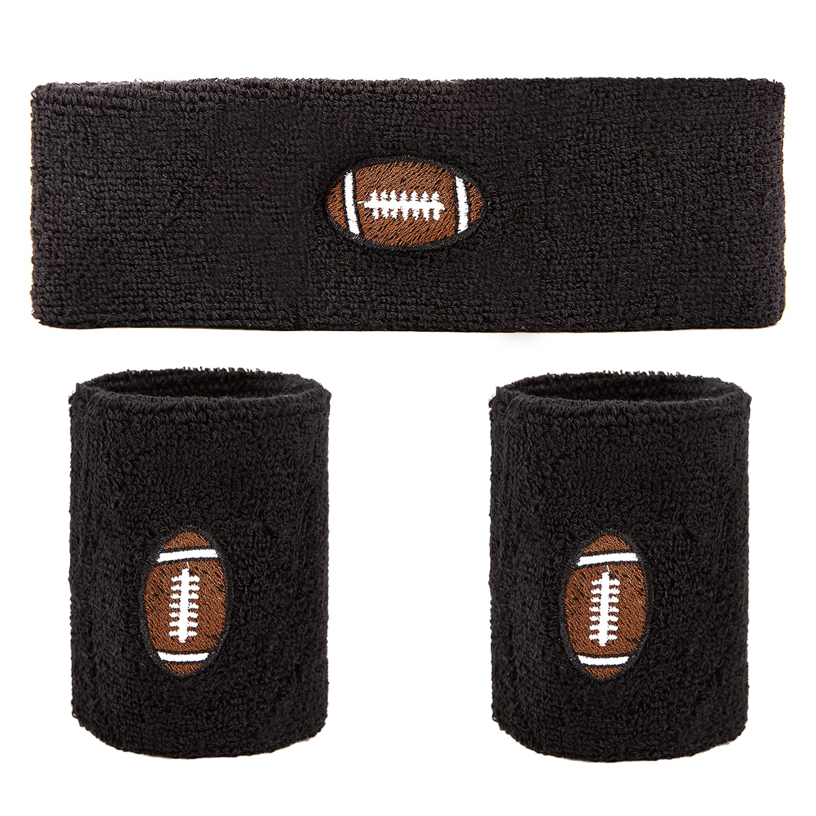 3 Pcs Sweat Bands,2pcs Sweat Bands for Men Women Wrists+1pcs Headbands,Black Rugby Wrist Headbands Sweat Absorbing Workout Headbands and Wristband for Boys Girls Soccer Basketball Outdoor Activities