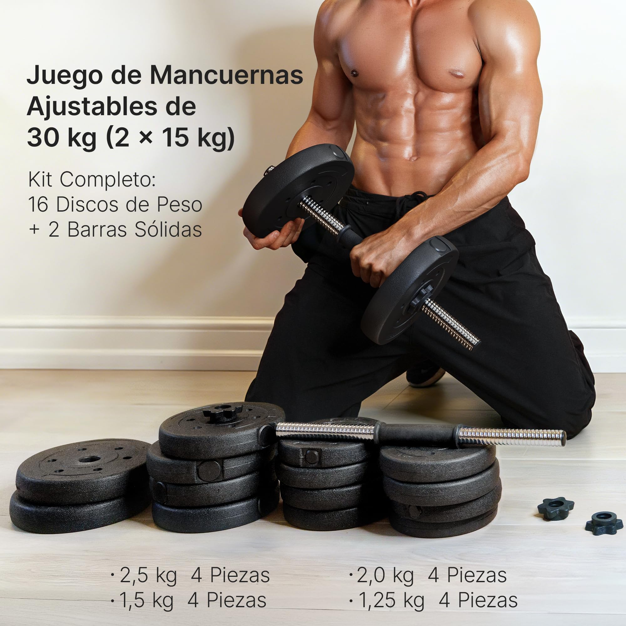 Yaheetech Kit Mancuernas Ajustables Juego de Pesas y Mancuernas para Casa o Gimnasio Mancuernas Musculacion con Cerraduras de Estrella