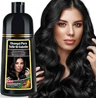 Shampoo Tintura de Cabelo KAISASA 3 em 1 Preto, 500ml, Cobertura de Cabelos Grisalhos com Ingredientes Naturais
