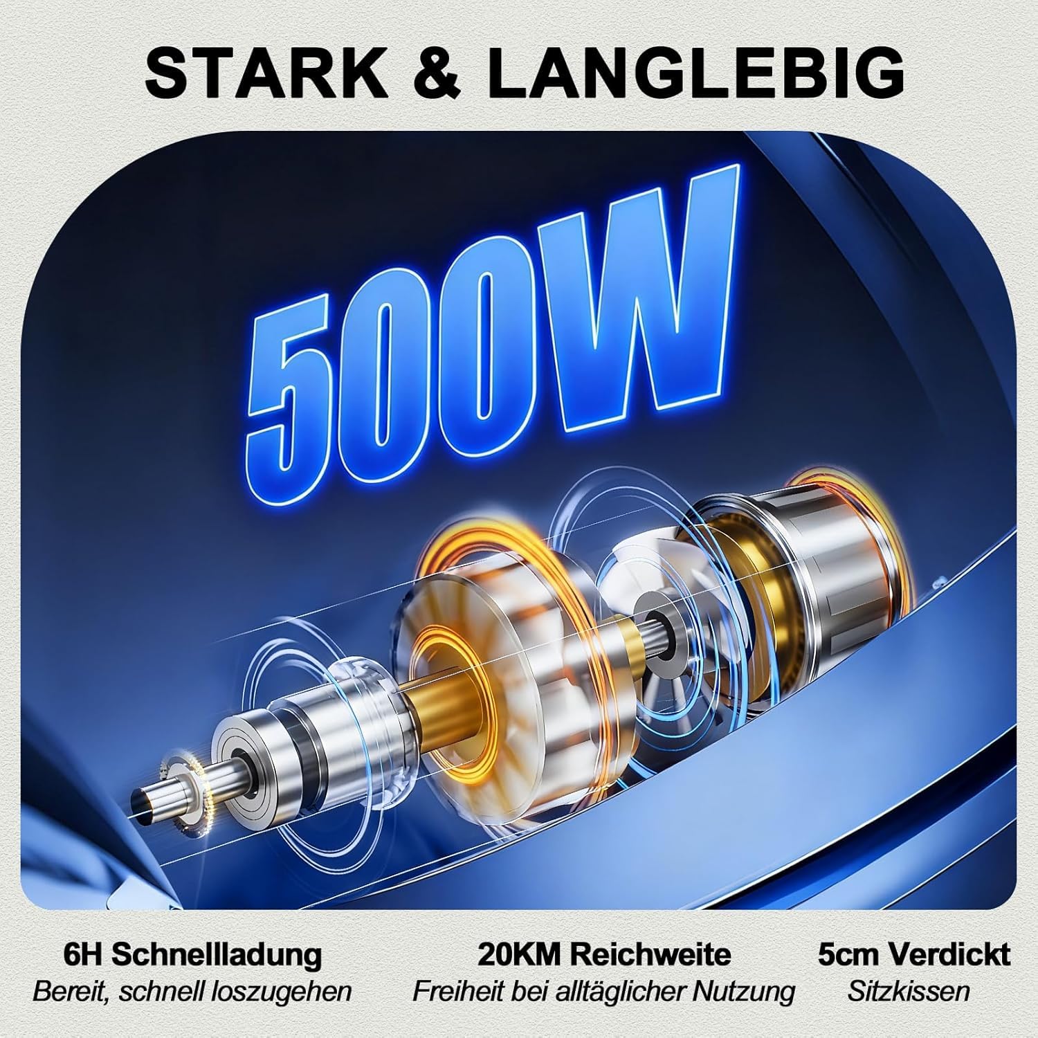 Elektrorollstuhl Faltbar Leicht, Tragbarer Elektro-Rollstuhl mit 20km Reichweite, 150kg Tragkraft, Joystick-Steuerung für Senioren Erwachsene Behinderte, Indoor Outdoor Mobilitätshilfe, Blau