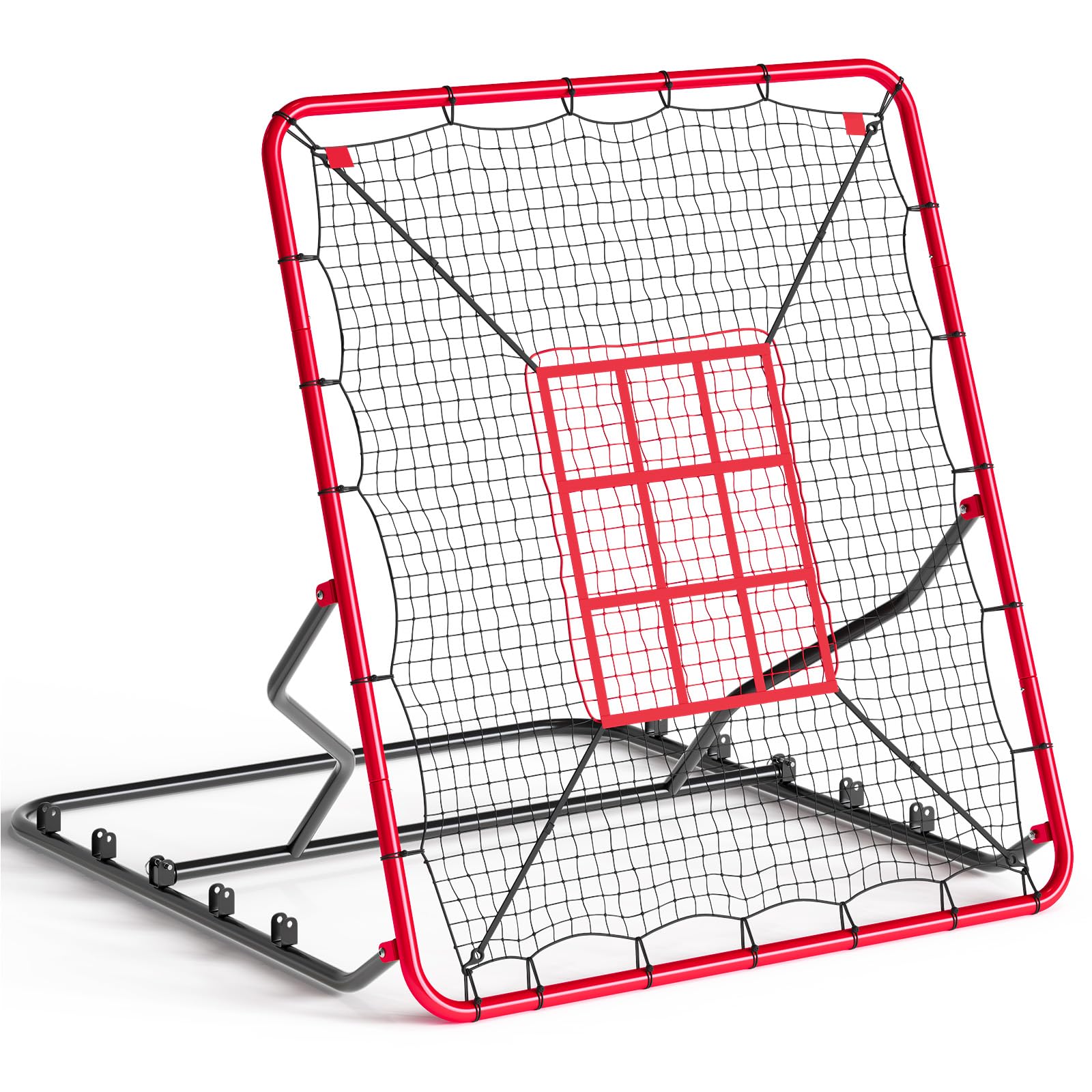 Filet De Rebond De Baseball 2 en 1, 9 Zones, Cadre en Acier Robuste, Angle Réglable Portable, Intérieur & Extérieur