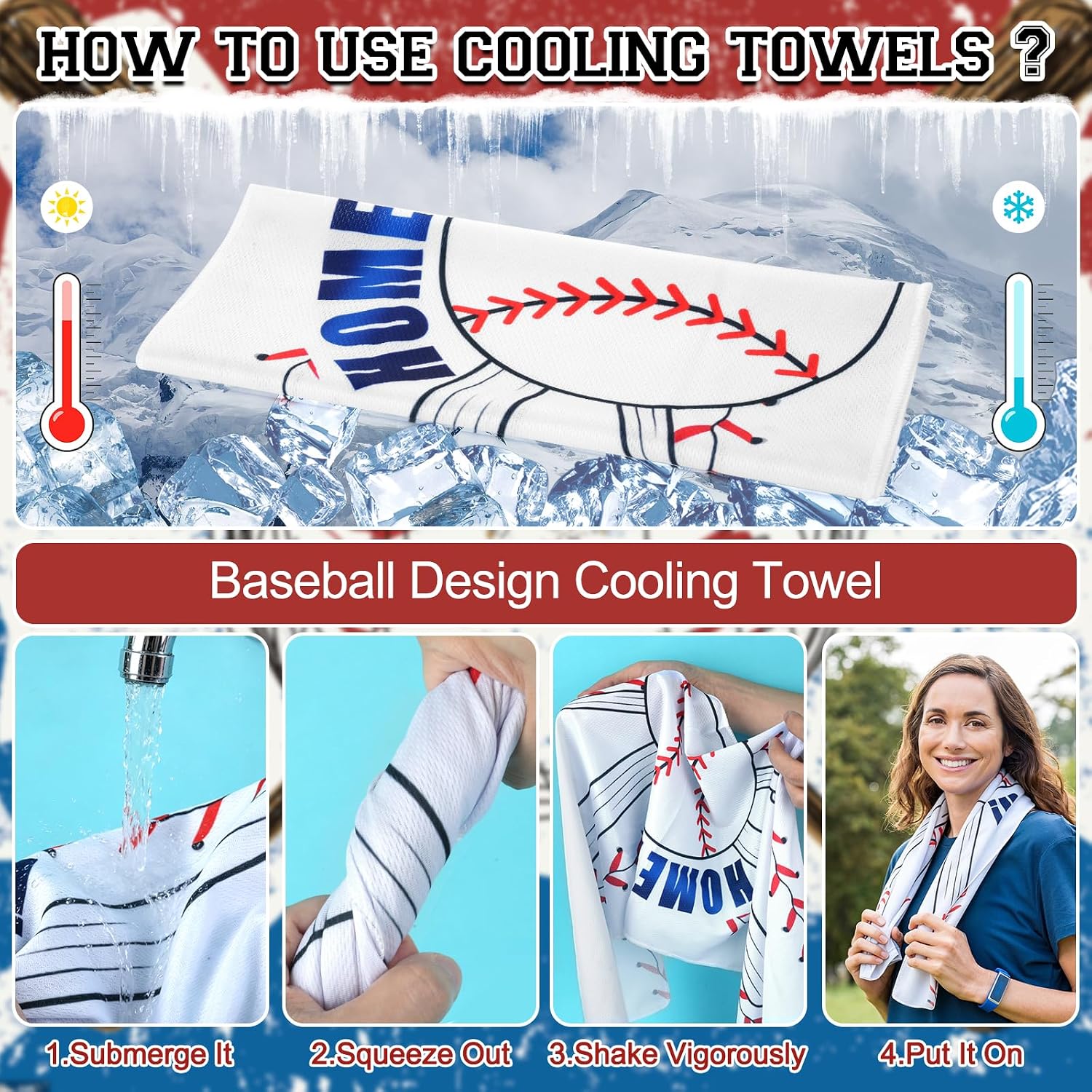 18 Pcs Cooling Towel 40 x 12In Baseball Cooling Towels Sport Cooling Towels