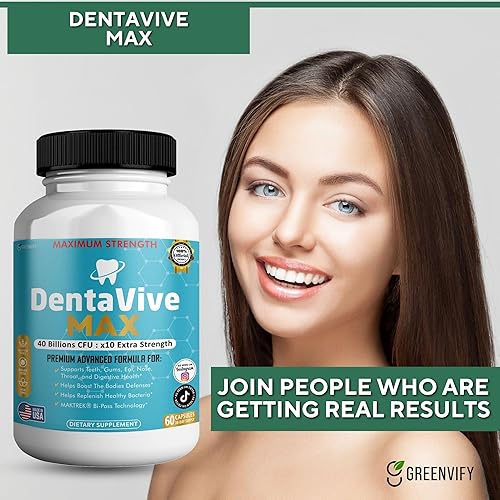 Miniatura 4 de Suplemento probiótico DentaVive Max, 40 mil millones de UFC, 60 cápsulas, apoyo de salud oral prémium para dientes, encías, salud digestiva (2)