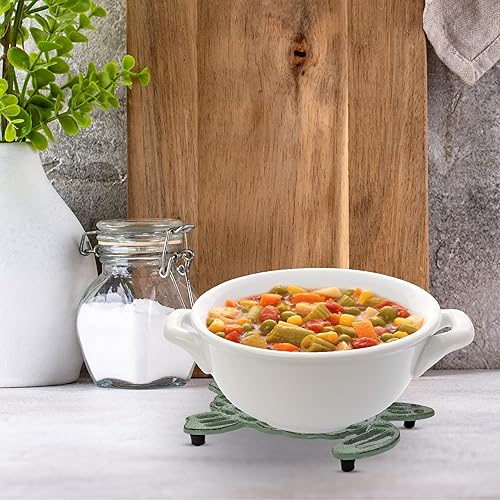 Miniatura 3 de Salvamanteles de tortugas marinas para platos calientes, color verde cobre Verdigris con toque dorado, salvamanteles de cocina de hierro fundido con