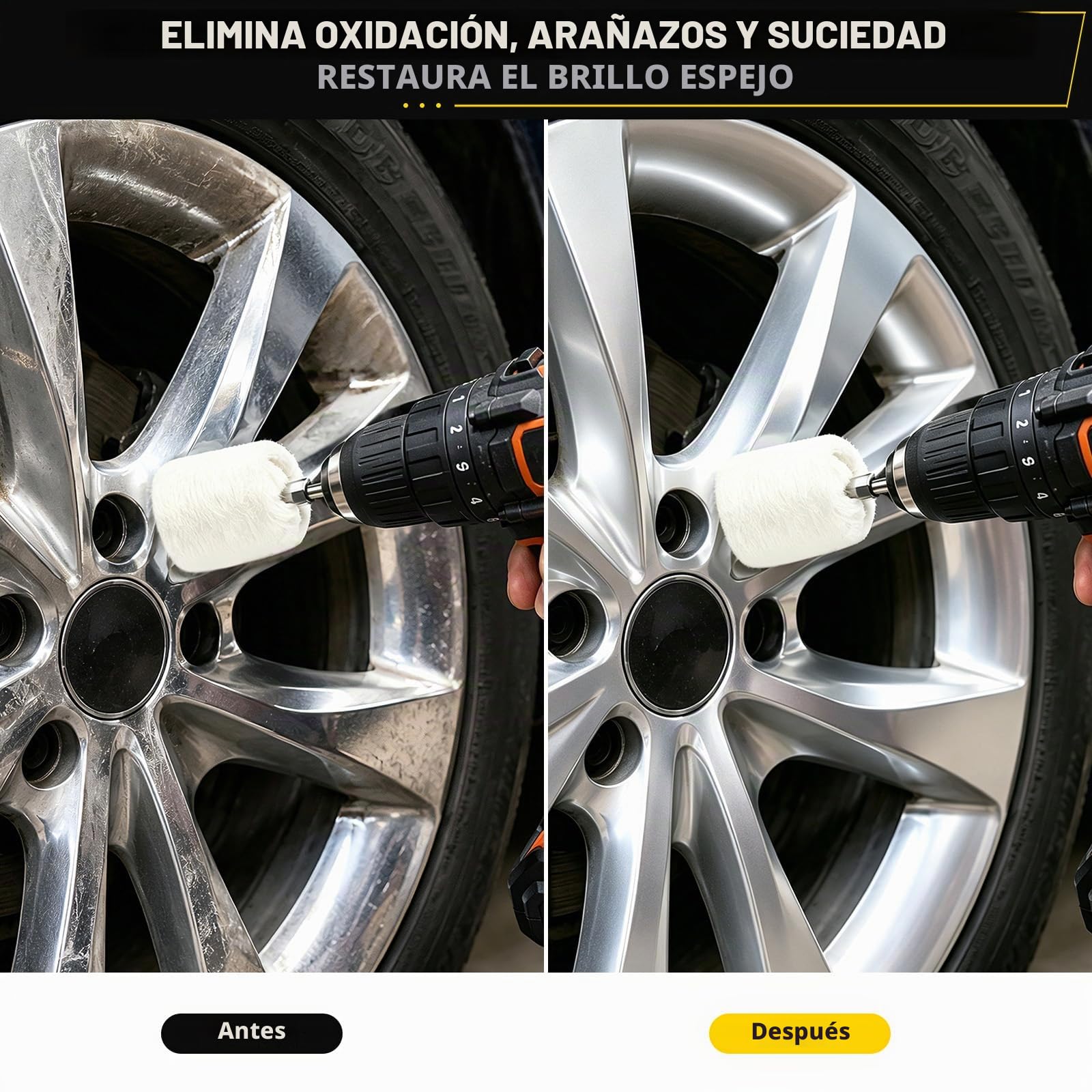 EFUTURETIME 13 Piezas Kit Disco de Pulir para Taladro, Kit Pulido Ruedas con Discos Pulidores y Pasta Abrasiva para Pulido Cromo Moto, Barniz Faros Coche, Limpia Llantas, Metal, Aluminio, Llantas
