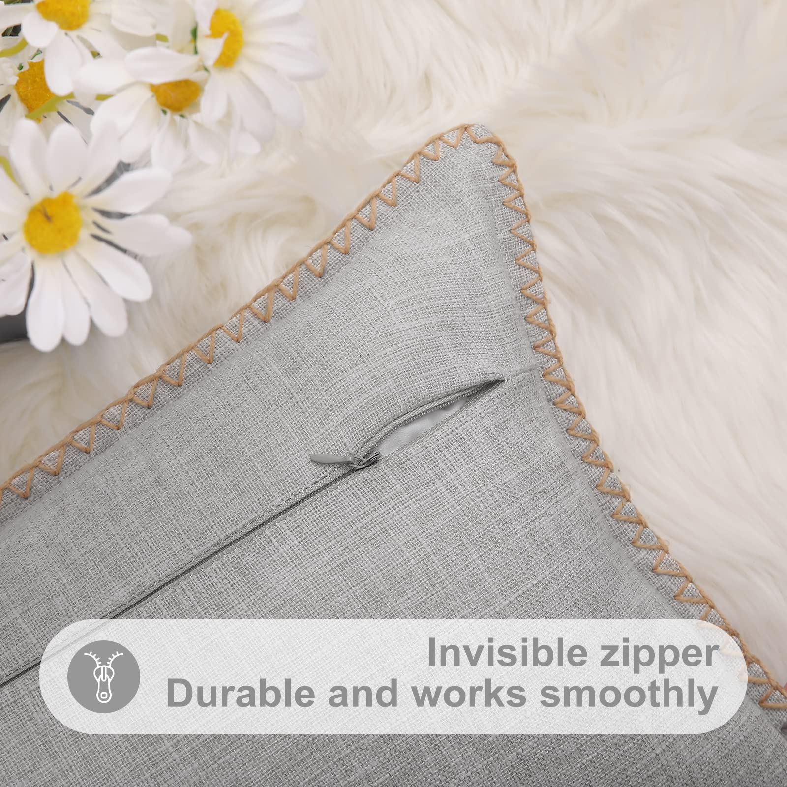 FUTEI Set di 2 federe decorative grigie, 40,6 x 40,6 cm, in morbida pelliccia sintetica, a righe, decorazione moderna per la casa, divano, letto, soggiorno