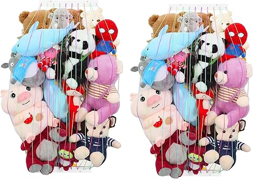 Miniatura 8 de PHOENANCEE Organizadores de almacenamiento de animales de peluche, soporte para animales de peluche, red colgante de hamaca de zoológico para sala