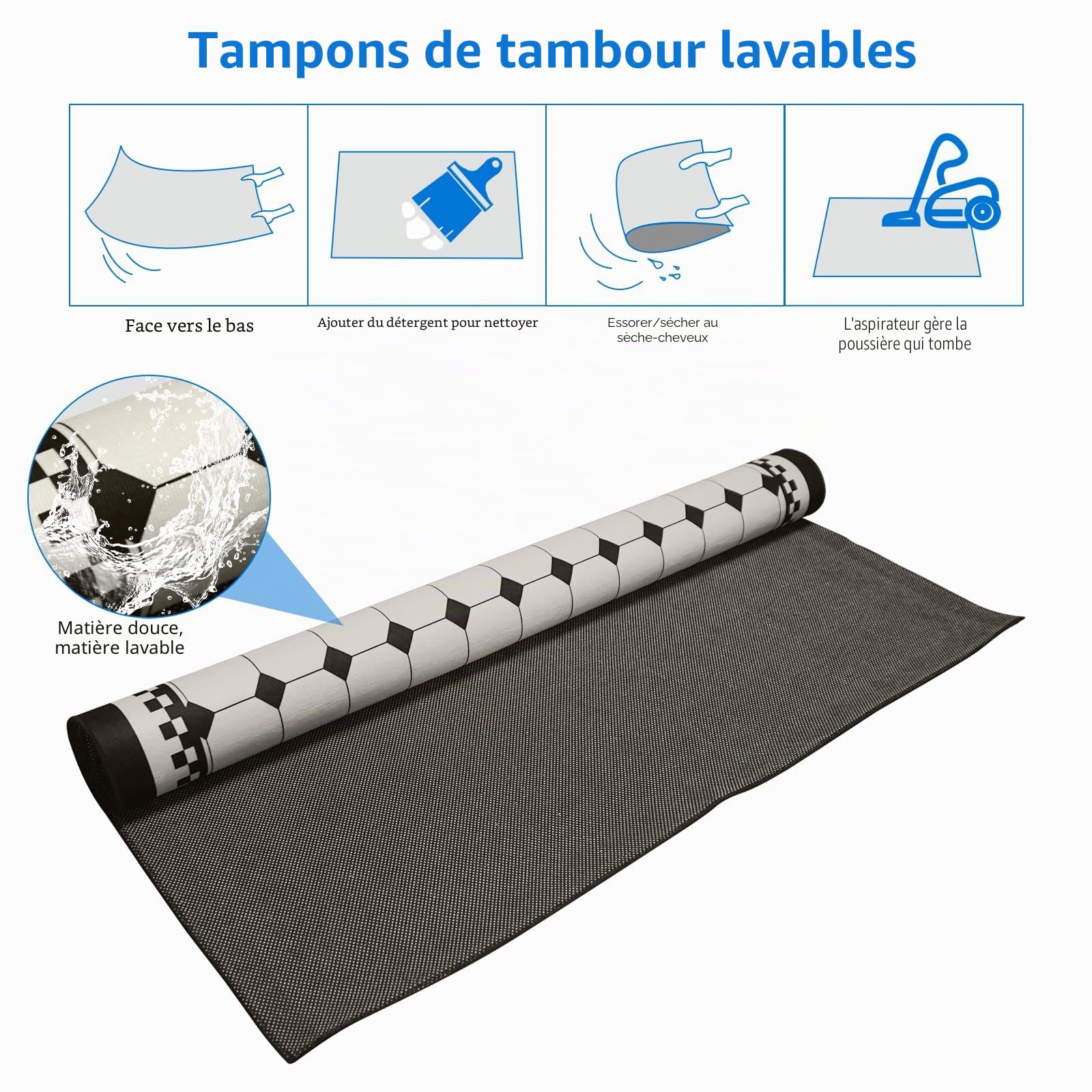 Tapis de Batterie 160 x 140 cm - Antidérapant et Insonorisant pour Performance Stable - Idéal pour Enfants et Mini Kits de Batterie - Cadeau pour Caisse Claire