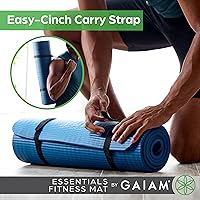 Vista 4 de Gaiam Yoga Mat, Pilates & Exercise Mat, Thick 2/5" (10mm) Workout Mat with Easy-Cinch Carrying Strap for Home & Gym Workouts Balsam