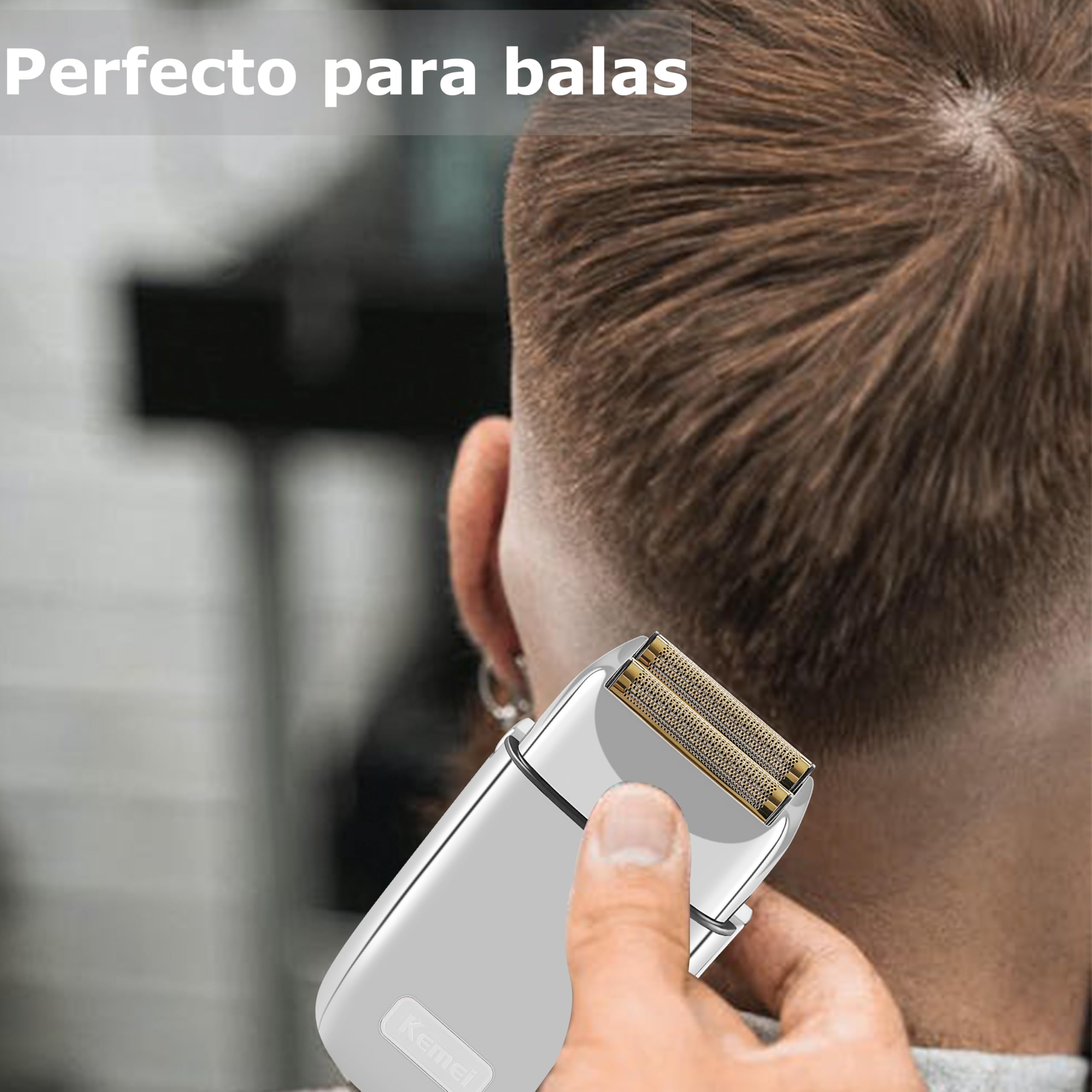 Kemei Máquina de Afeitar TX1, Cerrar Afeitadora Eléctrica Hombre, EasyClean,Tipo C Recargable para Afeitado Húmedo/Seco, Plateado