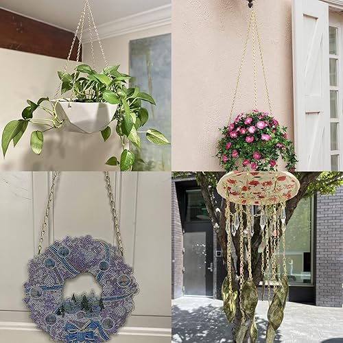 Miniatura 4 de 3 juegos de cadenas colgantes doradas, cadenas decorativas de latón resistente de 20 pulgadas para plantas colgantes, cadena colgante de repuesto