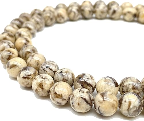 ABCGEMS - Cuentas de feldespato zebradorita madagasquino (también conocido como Feldespato gráfico), piedra de cristal de energía curativa, ideal
