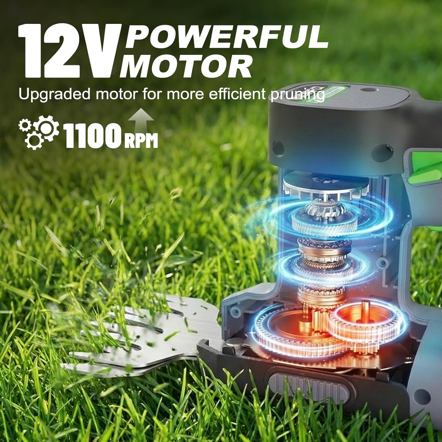 12V Mini Cordless Grass Shear & Hedge Trimmer, 2-in-1 Handheld Electric Shrub Trimmer/Bush Cutter, Battery and Charger Included (WHT12)