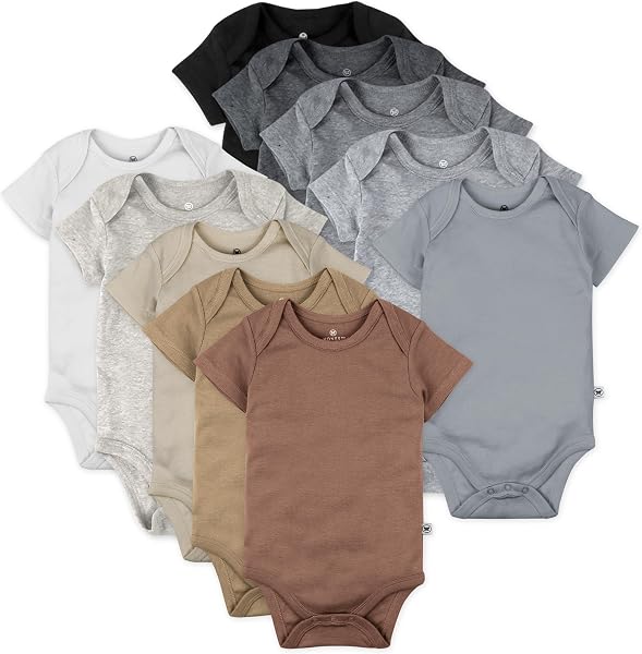 HonestBaby 10-pack Short Sleeve Bodysuits One-piece for Infant Baby Boys…