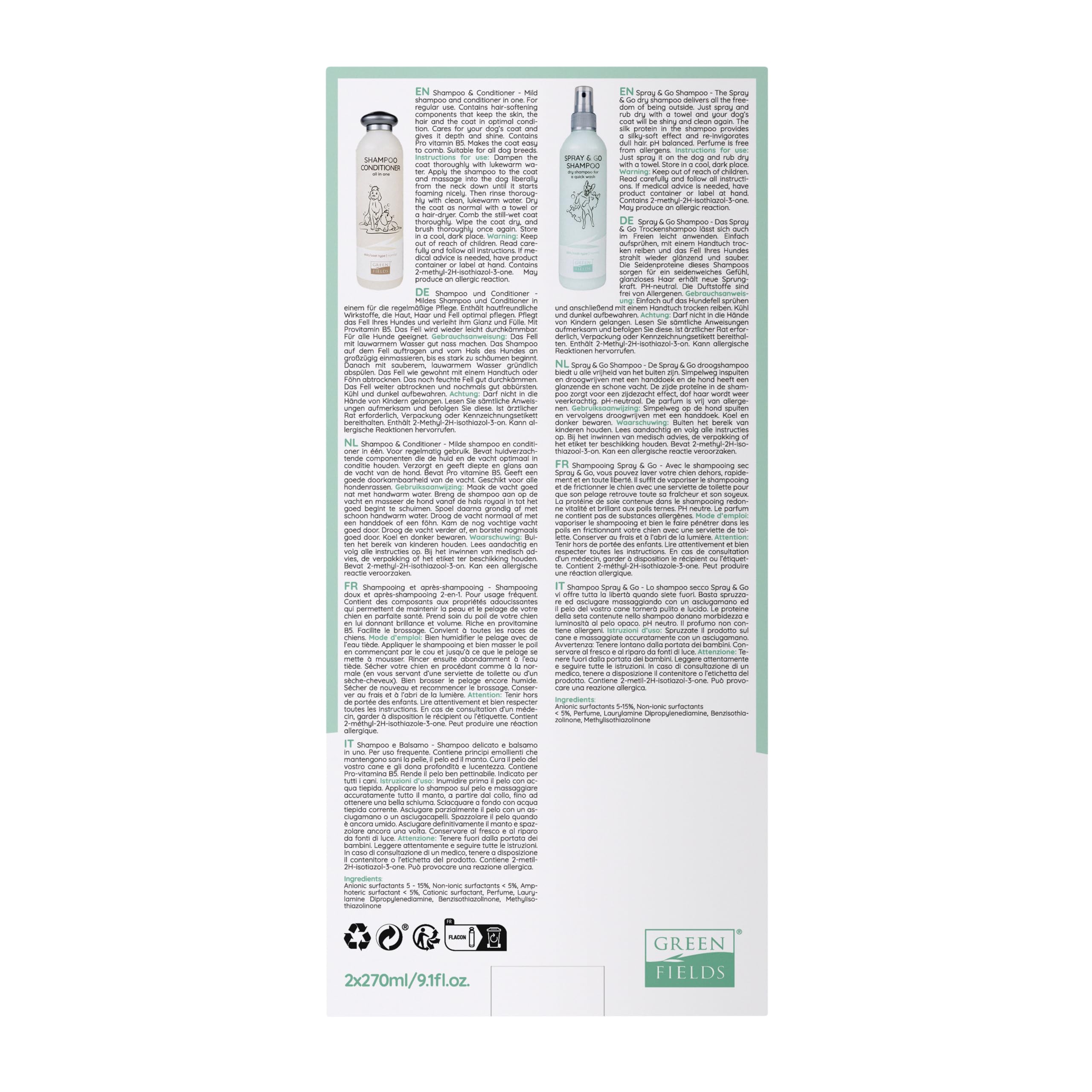 Greenfields Set de Cuidado Completo, 250 ml, Paquete de 2