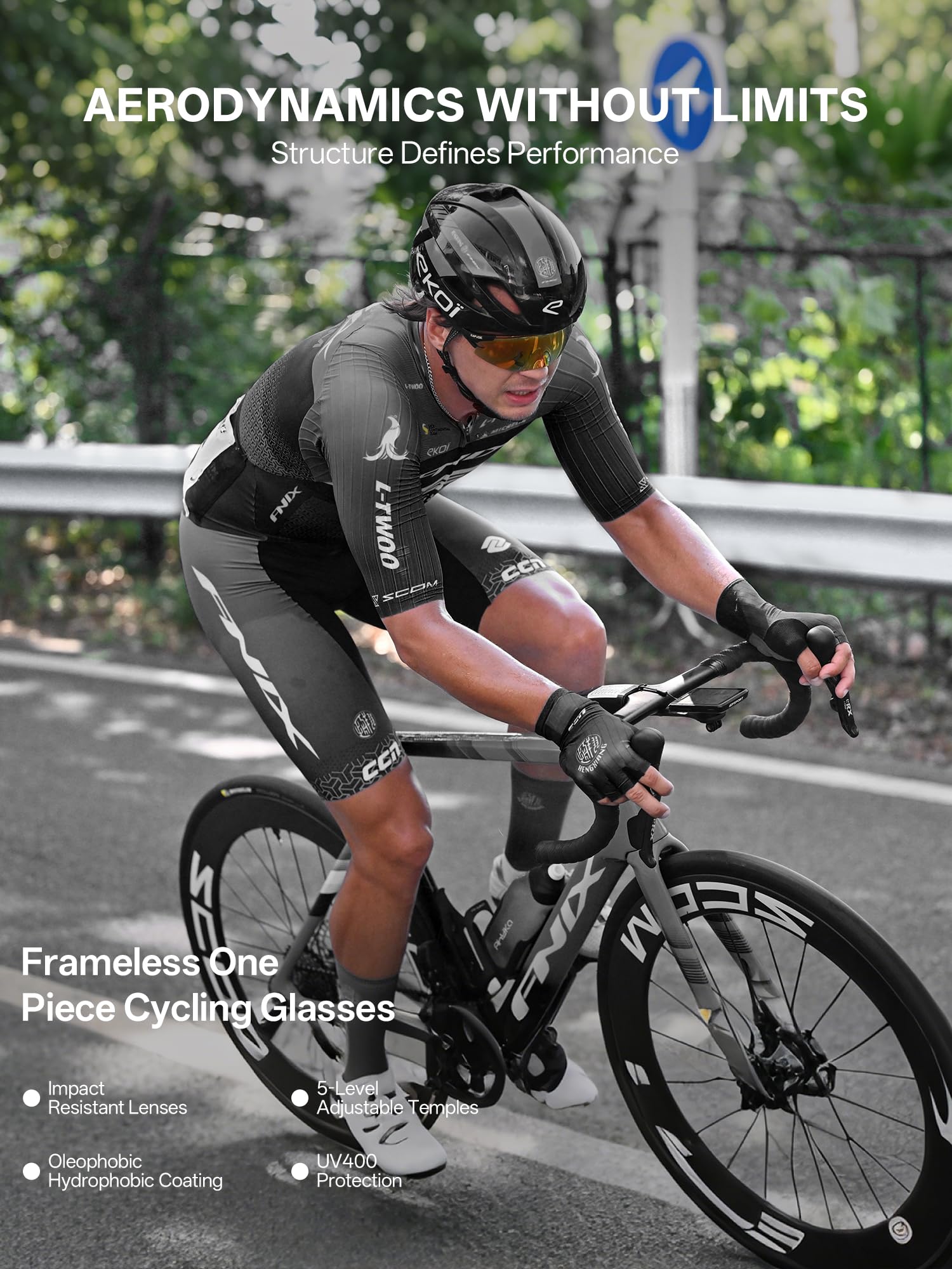 KAPVOE Photochromatisch oder Standardglas Fahrradbrille MTB Laufen K410 | Photochromatische oder standardglas- Fahrradbrille für Damen und Herren, für MTB, Laufen und Outdoor-Sport bei Tageslicht.
