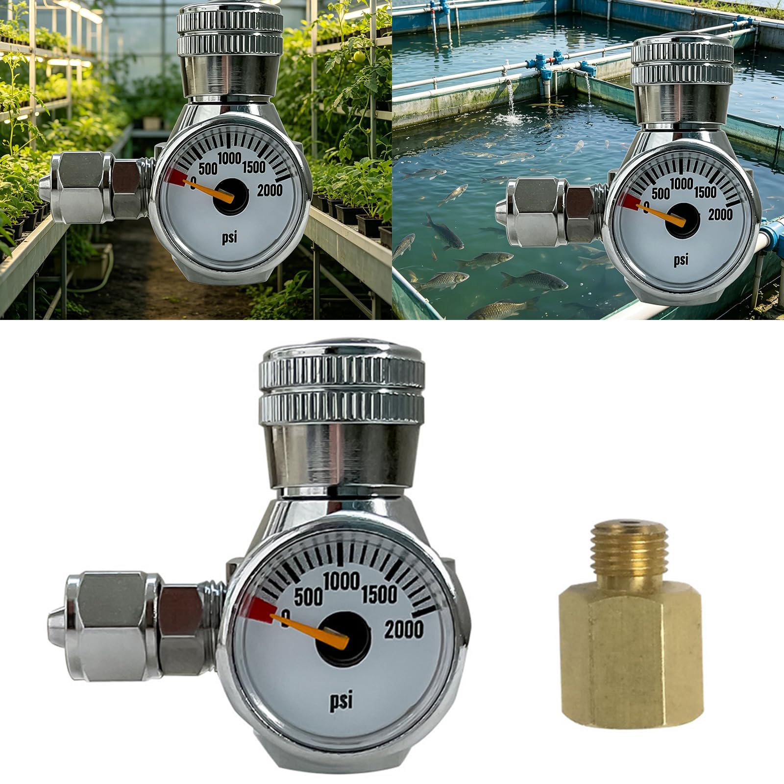 Adaptateur professionnel de régulateur de débit de gaz de contrôle de débit de CO2 avec échelle de pression pour aquatiques et cartouches extérieures, utilise un régulateur de flux de gaz