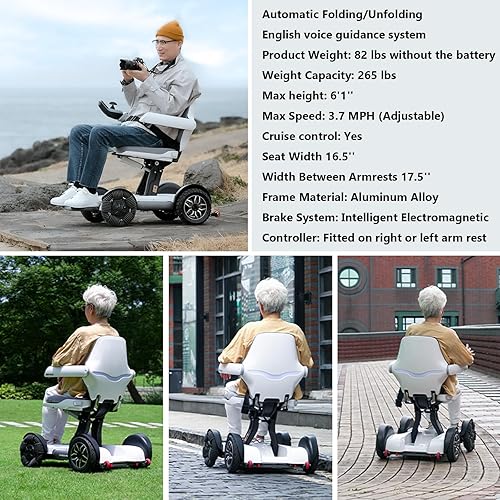Miniatura 6 de ROBOOTER X40 Intelligent Electric Powered Wheelchair, Compact Heavy Duty Mobile, Automatic Folding, Powerful Dual Motor, Dual Controller, Foldable