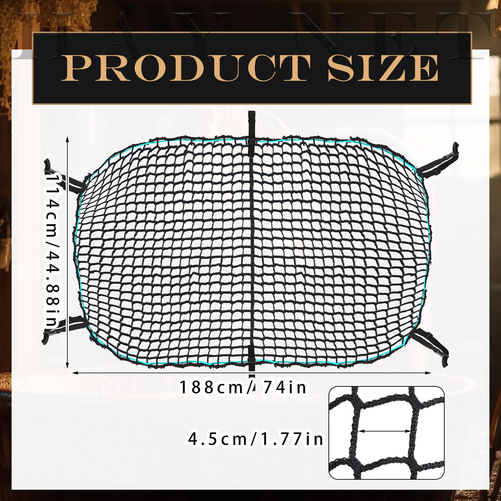 2 piezas de red de heno de alimentación lenta para tanques de 1-4/7 pulgadas, comedero de heno con hebilla, bolsas de heno grandes ajustables para caballos y cabras (tanque de stock no