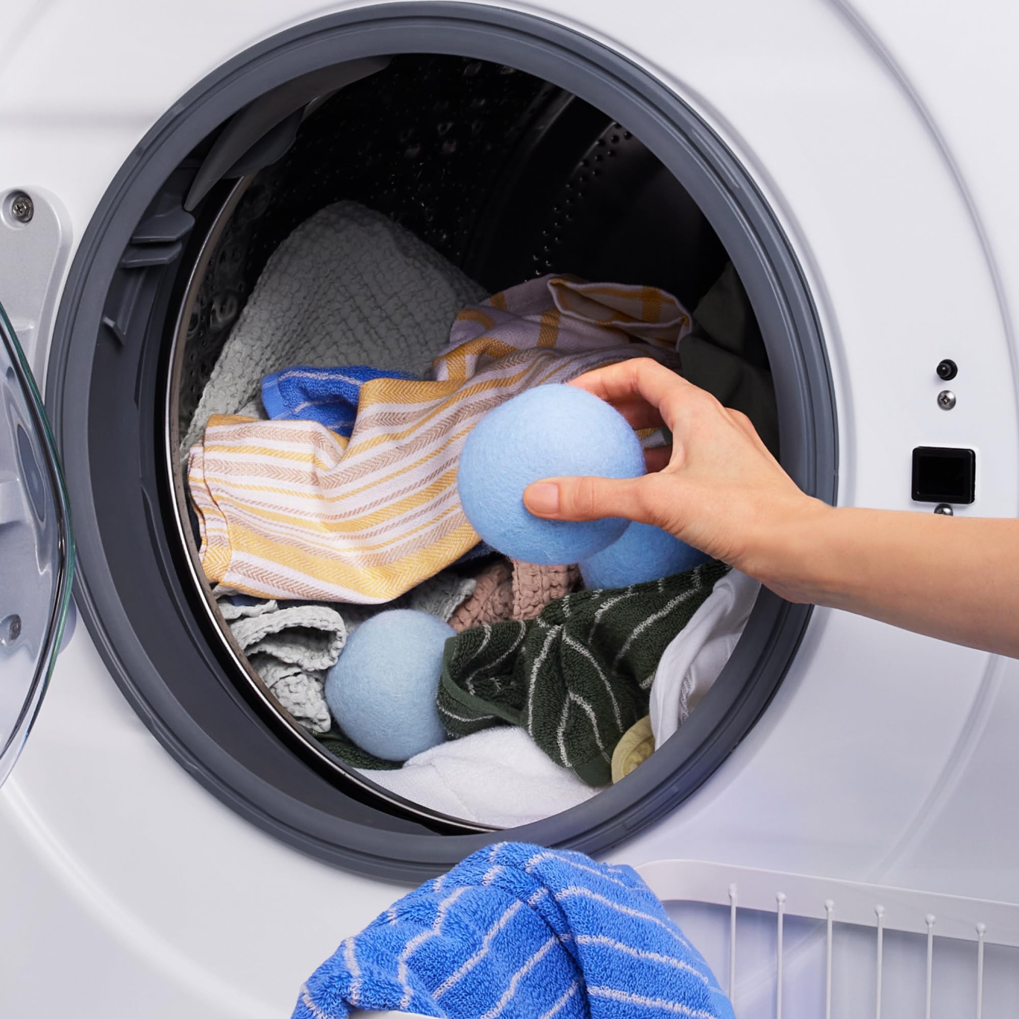 BLUELAND Laundry Essentials Kit, sin fragancia, tabletas de detergente para ropa sin plástico, refuerzo de oxi y bolas de secado de lana natural reutilizables