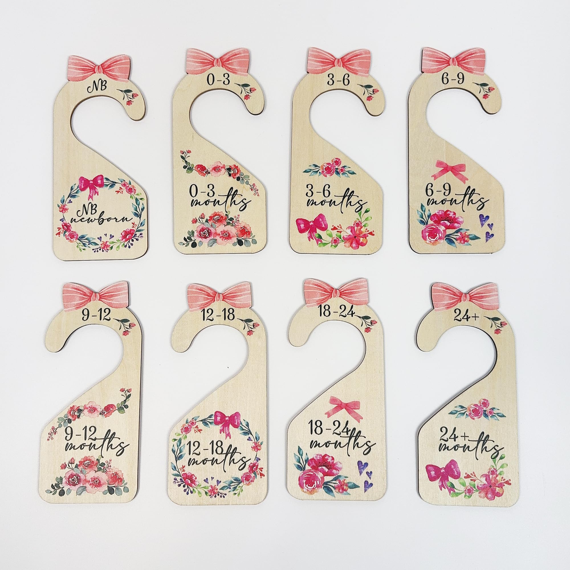 Separadores de ropa de bebé para armario, 8 piezas, separadores de tamaño de bebé de madera de doble cara, organizador de armario de bebé, decoración de guardería para armario de Gilrs