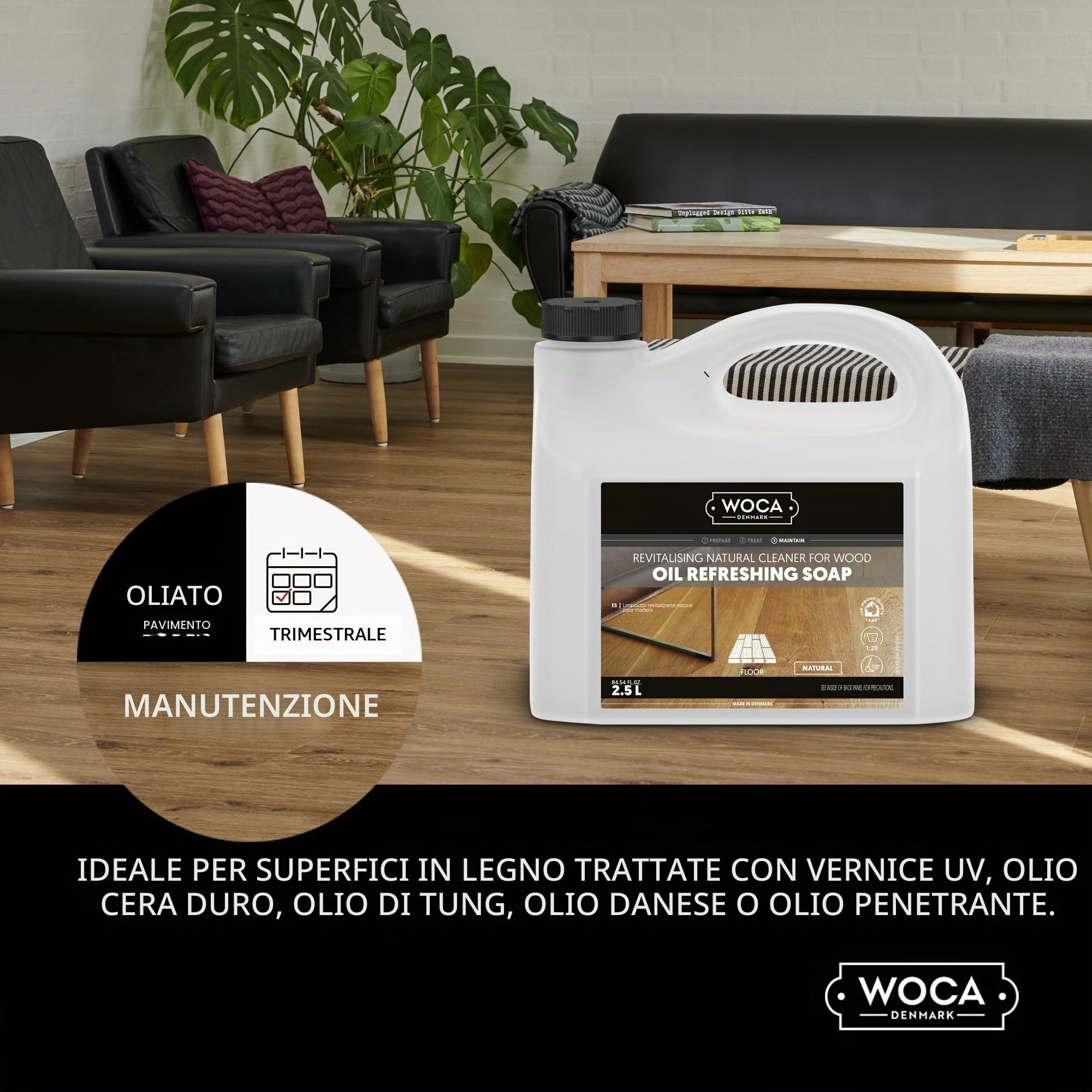 Woca - Olio rinfrescante per pavimenti in parquet e superfici in legno, 2,5 litri, colore: Bianco