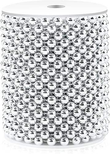 Miniatura 10 de Guirnalda de perlas de 0.236 in, guirnalda de perlas de imitación de oro de 66 pies, rollo de guirnalda de perlas de imitación, decoración de fiesta