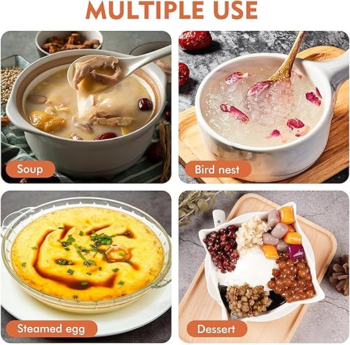 Miniatura 7 de Olla de vidrio con tapa Potpourri de vidrio a fuego lento 11.8 fl oz de cocina gruesa apta para microondas transparente para sopa, pasta, fideos,