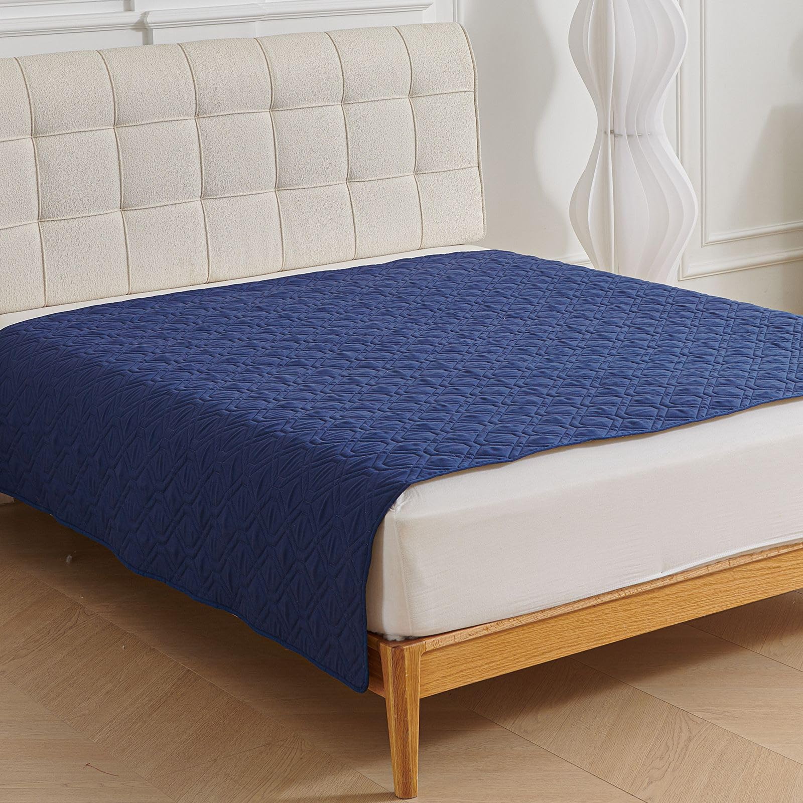 FANSU Empapadores de Cama Reutilizables para Incontinencia, Protector de Colchón Impermeable y Muy Absorbente, Color Liso Lavable para Adultos, Ancianos, Niños y Mascotas (Azul,210x260cm)