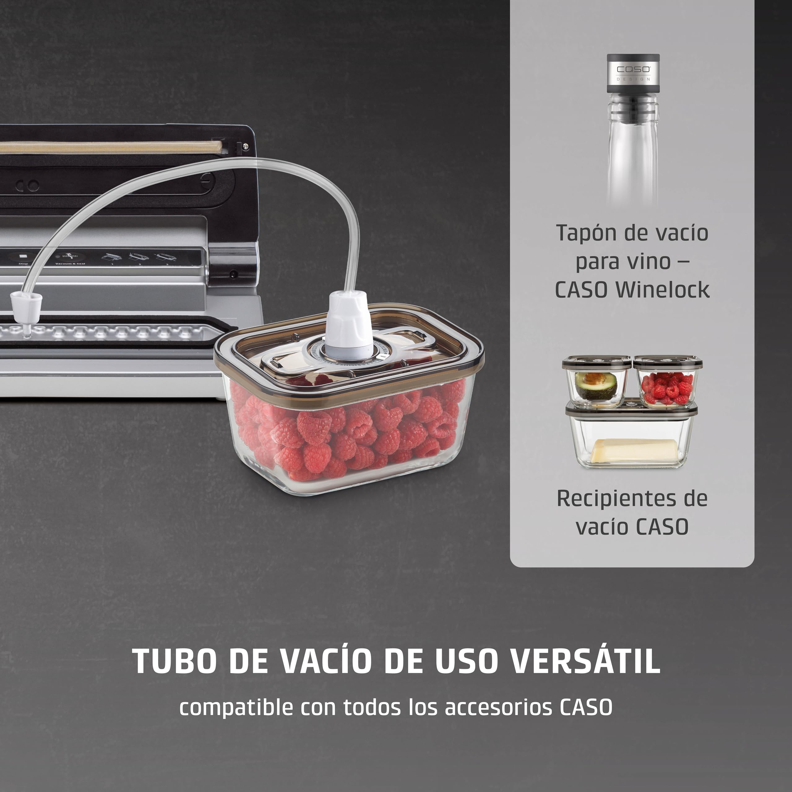CASO VC 10 - Envasadora al vacío doméstica compacta - Maquina al Vacio de Alimentos - Costura de soldadura de 30 cm de largo y estable - Aplicación gratuita Food Manager - plateado