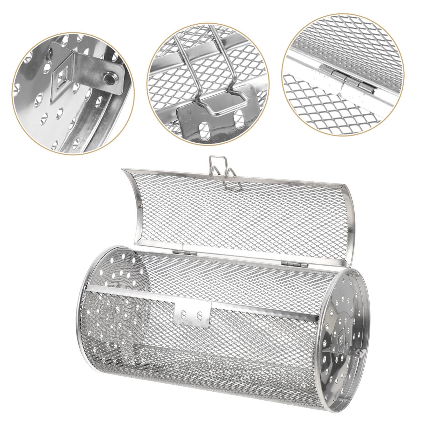 Toyvian Cestello Girevole in Acciaio Inossidabile per Cucina e Barbecue, Design Rotante, Uso Versatile, Colore Argento, per Arrostire Verdure e Funghi in Famiglia