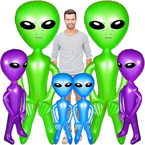 Seematn 6 globos inflables de alienígena gigantes para decoración de fiesta de cumpleaños de alienígenas, juguete gigante para piscina de verano,