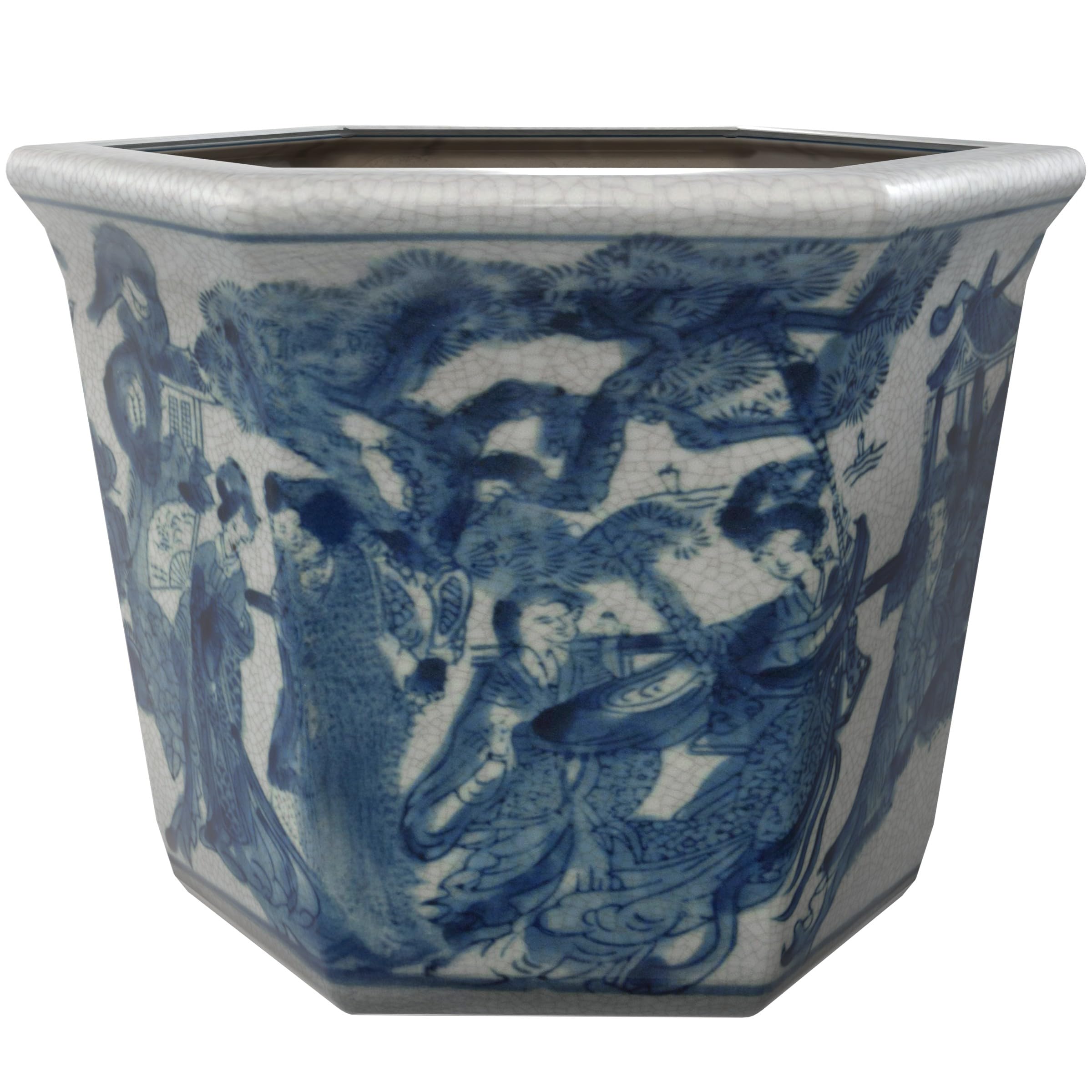 Orientalna doniczka na meble, porcelana, niebiesko-biała