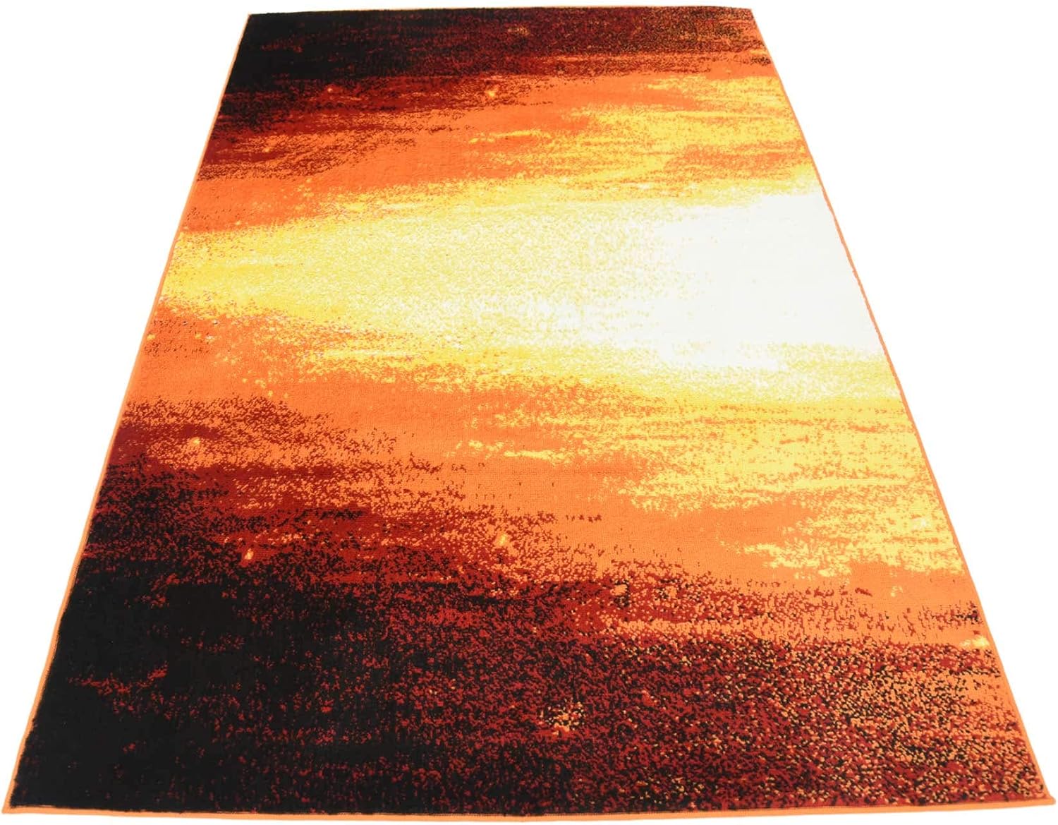 4' x 6' Orange and Black Abstract Synthetic Area Rug