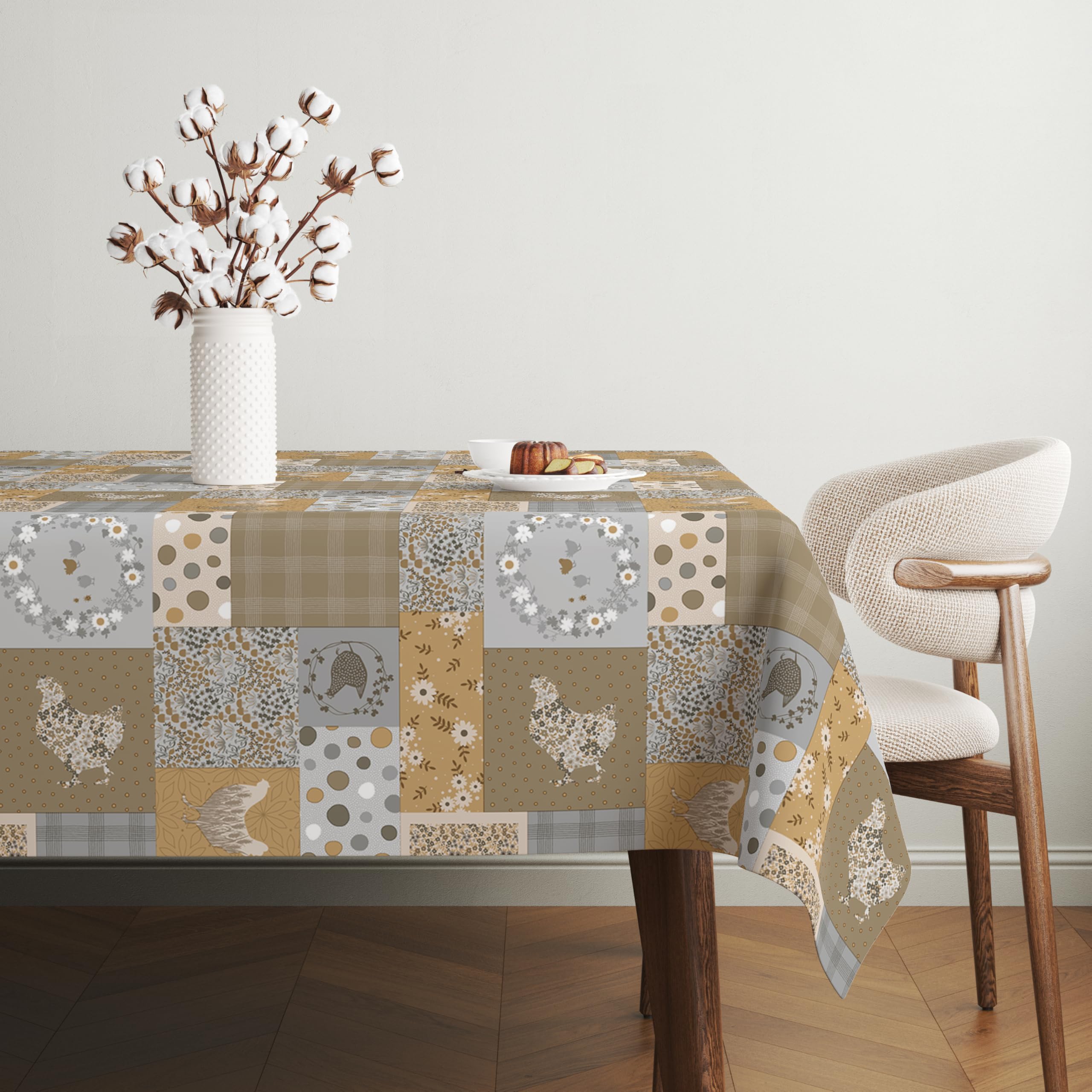 Martina Home Tablecloth Oilcloth Patch Beige 250cm x 140cm, 98.4 x 55.1 inch (Square) - Image 3