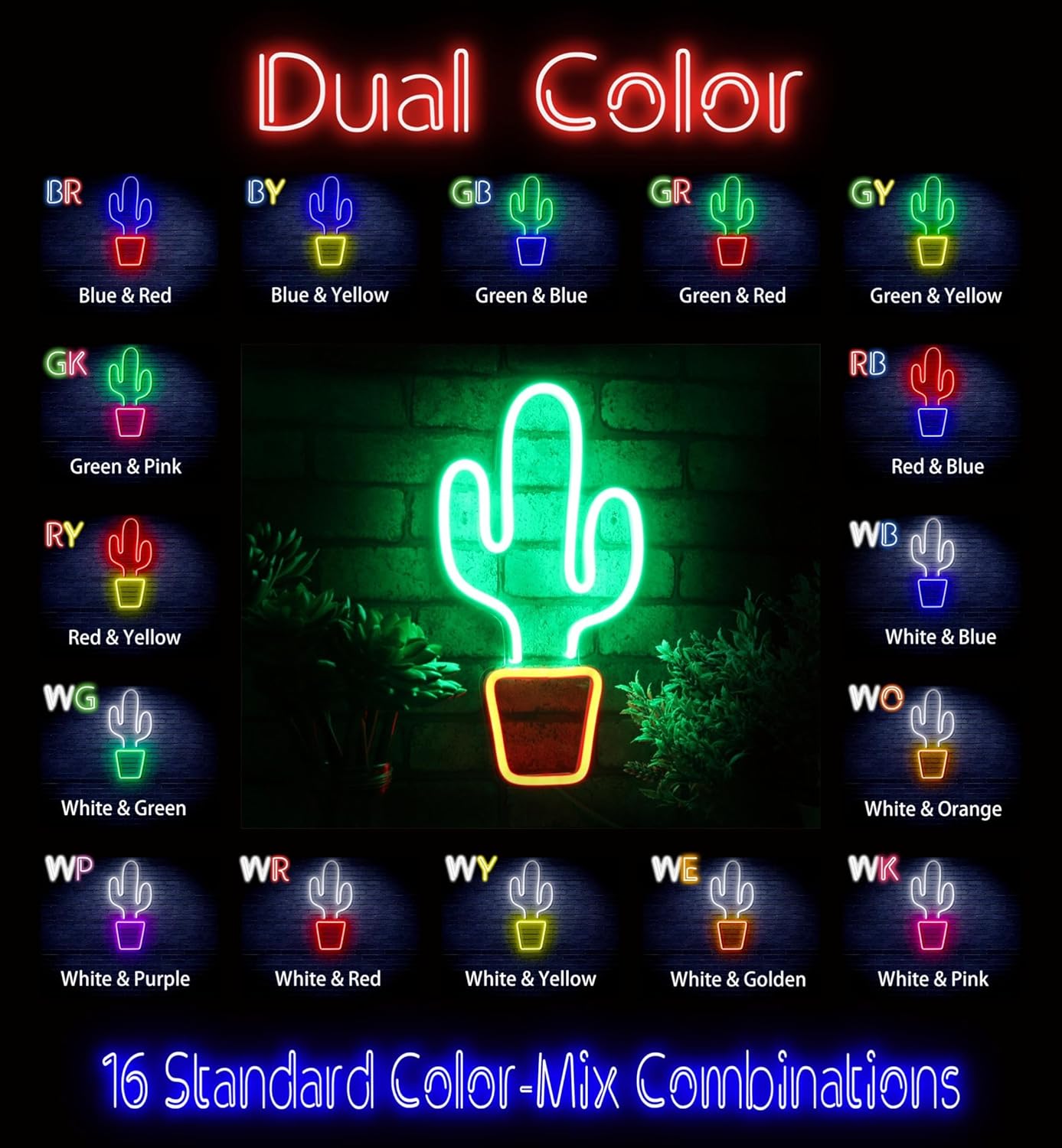 ADVPRO Green Cactus Flex Silicone LED Neon Sign - Green & Pink - st16s32-fnu0035-gk