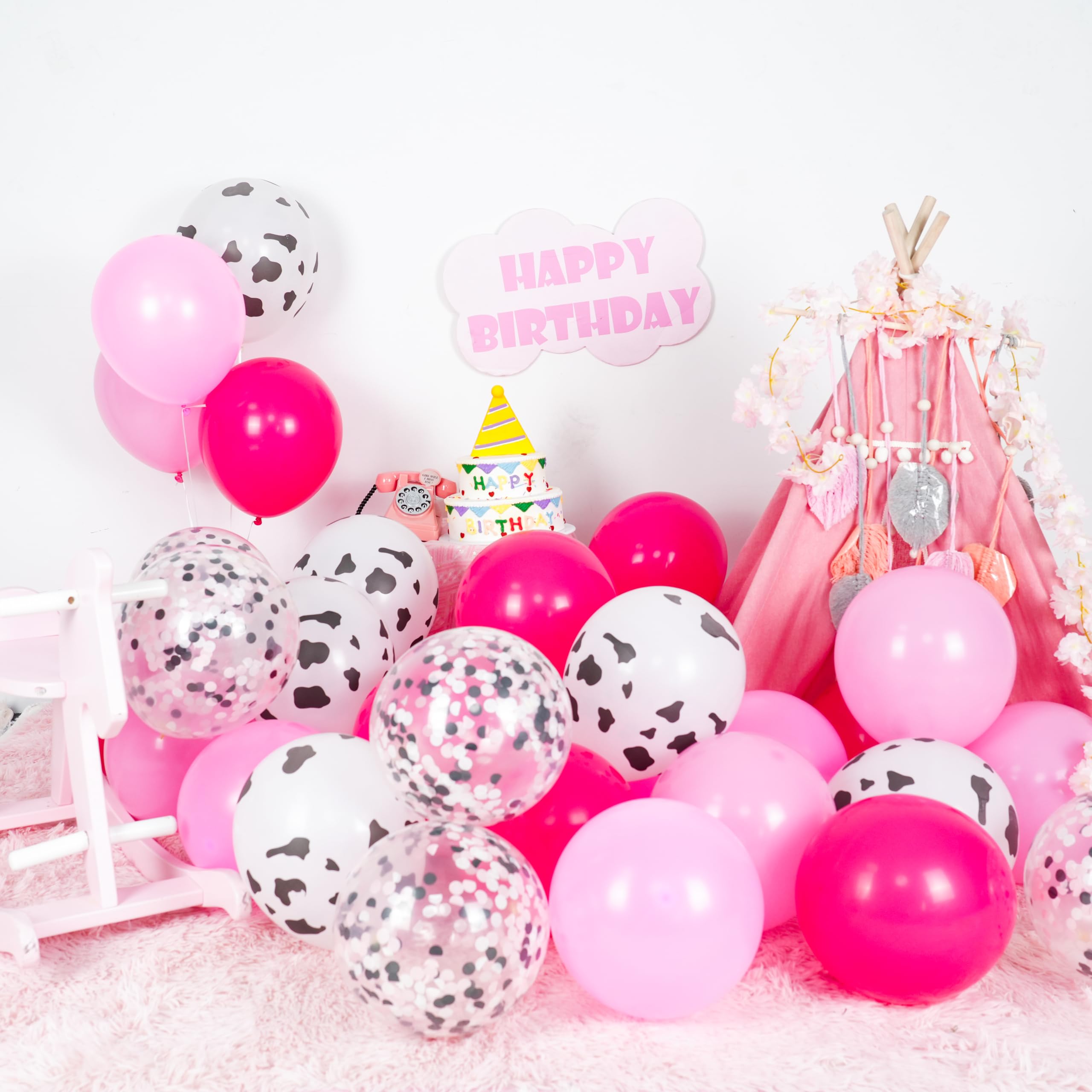 Cow Balloons, 12 Inch Cow Print Balloons Hot Pink Balloons - Image 3