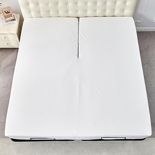 Miniatura 3 de Kingnex Waterproof Cooler Bamboo Viscose Split Top King Mattress Protector for Adjustable Bed with Upper Flex 32-34 from Head Fitted Mattress Cover