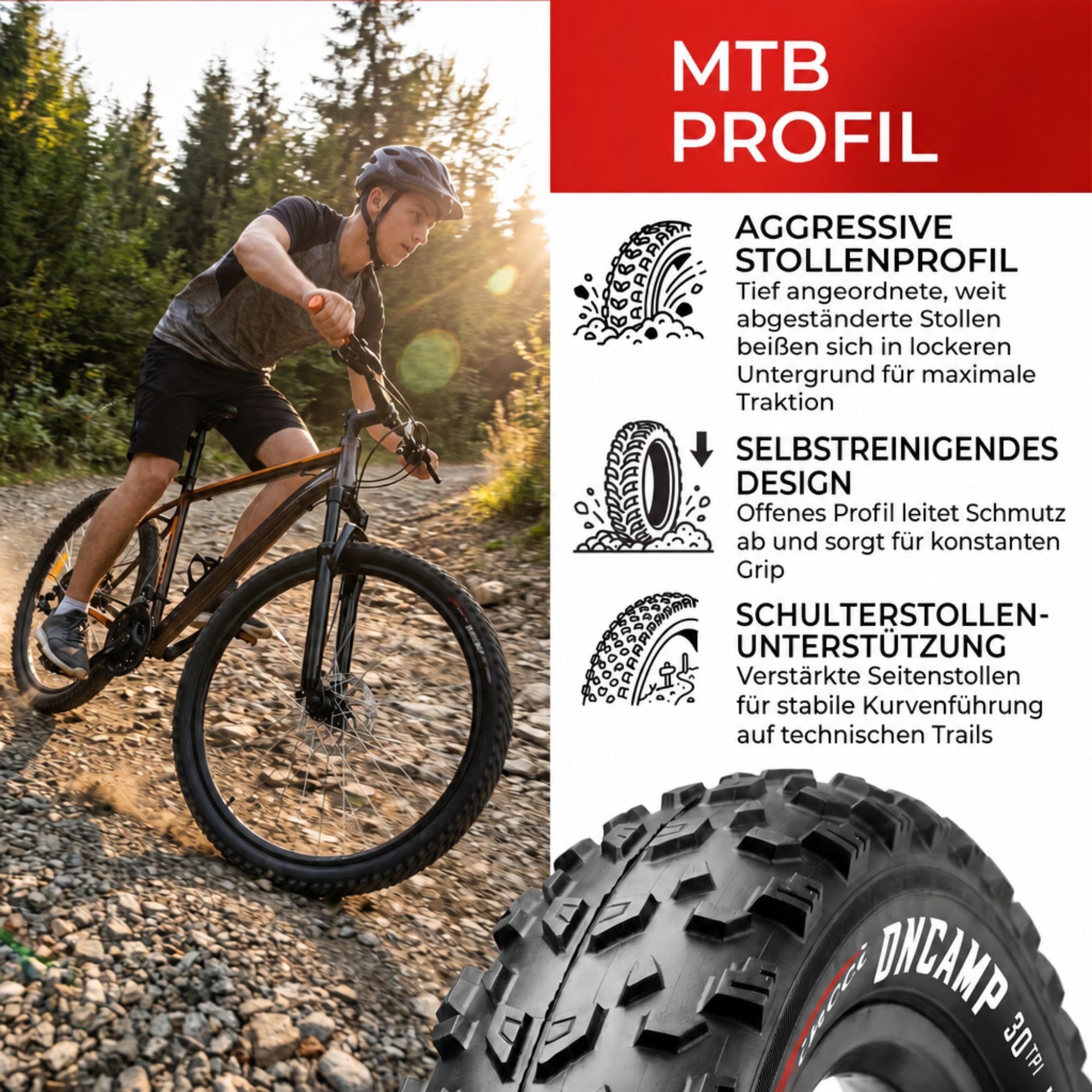 Fincci MTB Reifen 27,5 - Paar FaltReifen 27.5 x 2.10 Zoll - Fahrrad Mantel 54-584 für Rennrad, Mountainbike,E Bike Hybrid Bicycle, 2er Pack für Radfahren Offroad-, Schlamm- und Cross-Country-Strecken