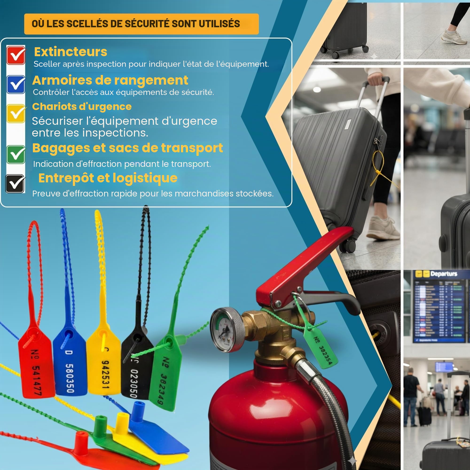 Lot de 100 joints numérotés fabriqués au Royaume-Uni - Joints anti-effraction, attaches de sécurité, étiquettes de sécurité, joints de sécurité, joints de sécurité, attaches numérotées (jaune, 100)