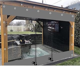 Wasserdichte Transparent Planenvorhänge,Pvc Durchsichtige Planen Seitenteile Für Außenbereich,Mit Reißverschluss,Pergola Veranda Pavillon Wetterfeste Trennvorhänge,Mit Ösen,L×H-4.6×2.2m(15.1*7.2ft)