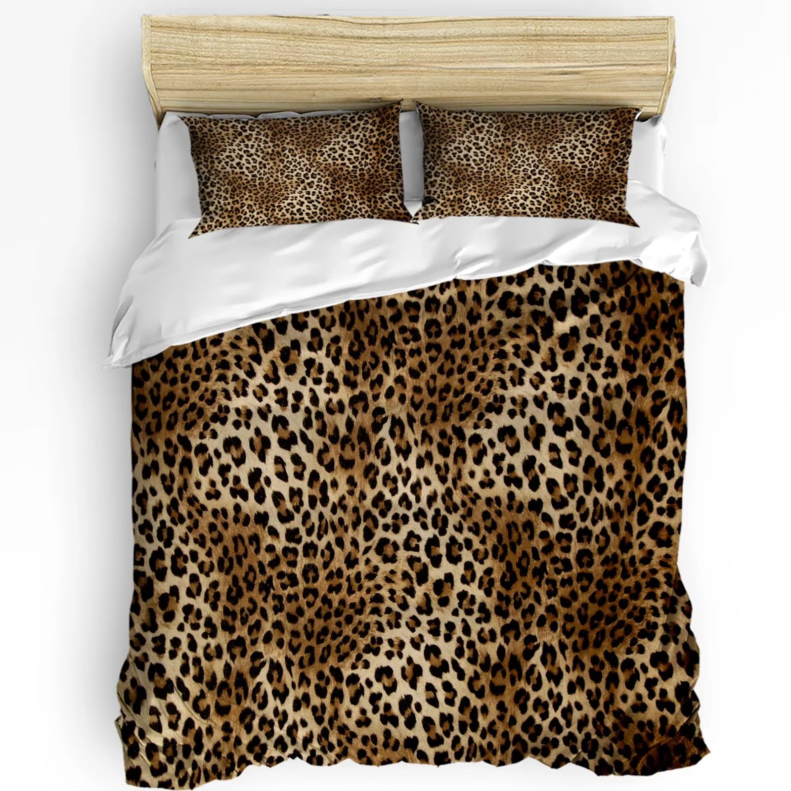 Parure de lit léopard 3 pièces avec housse de couette 150x210cm et taies