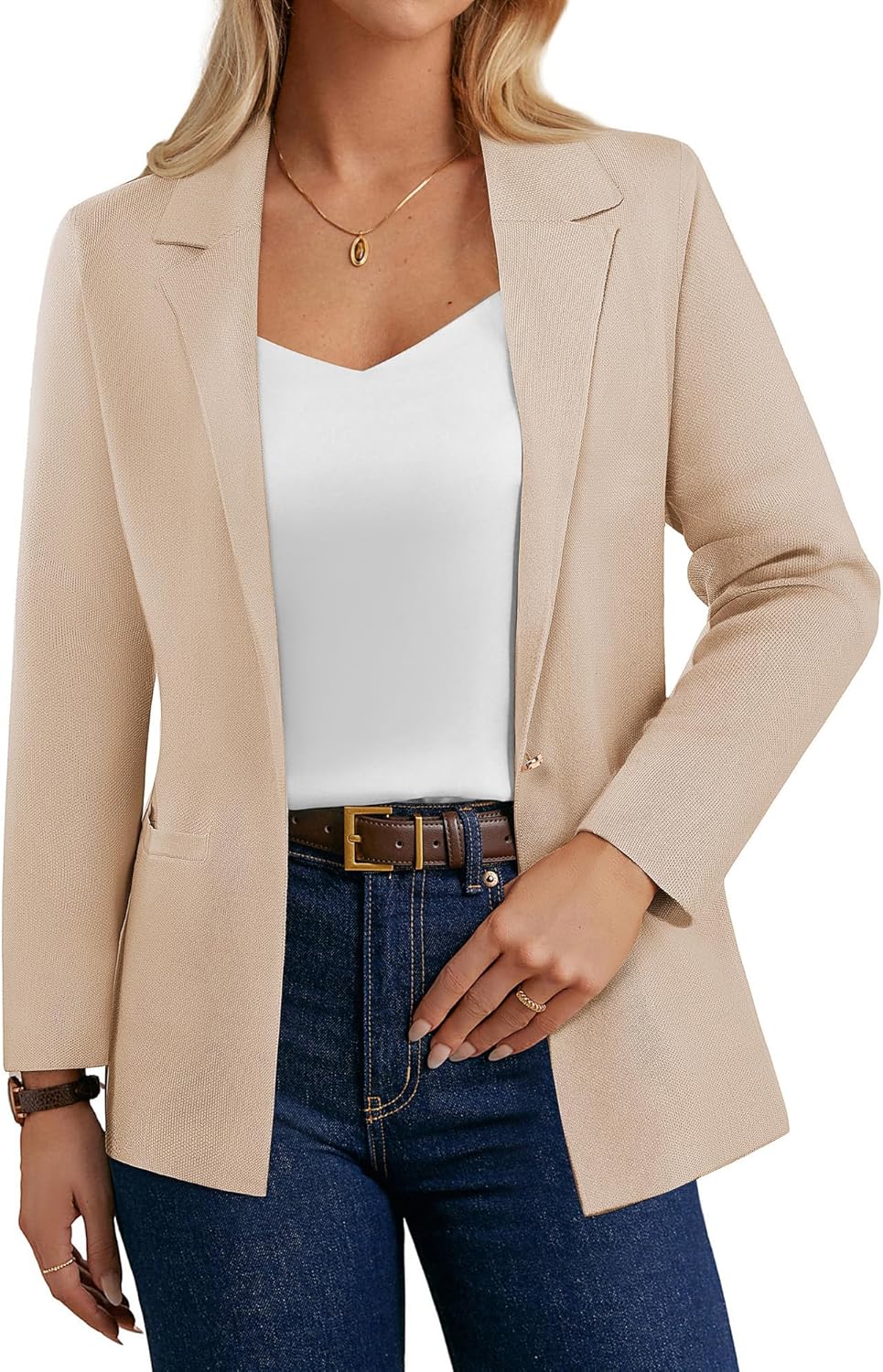 GRACE KARIN Sweater Blazers for Women Business Casual Long Sleeve Open Front Work Office Cardigan Suit Jackets with Pockets