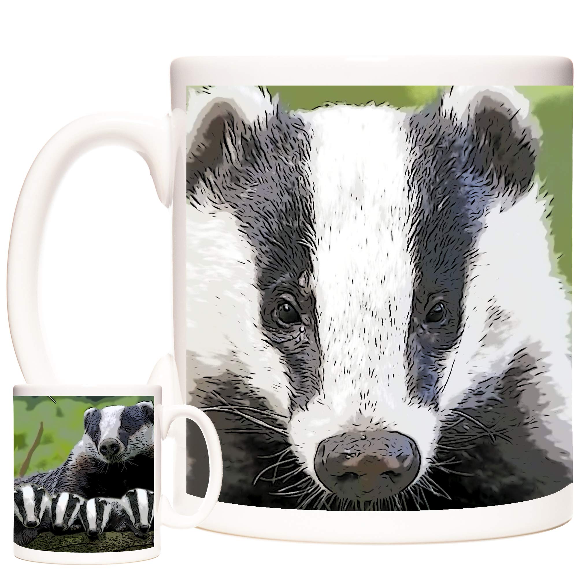 KAZMUGZBeautiful Badger Mug Magnificently Cute Badgers on an 11oz Ceramic Mug. Dishwasher and Microwave Safe. Animals of The World Range