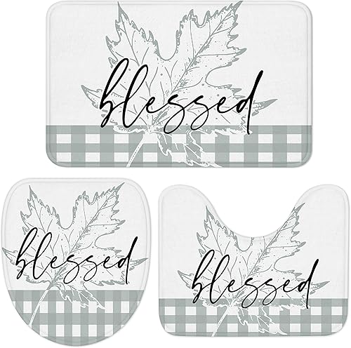 Juego de 3 alfombras de baño vintage para el día de Acción de Gracias, diseño de otoño con hojas de arce, diseño rústico con diseño de hojas de disponible en Yaxa Peru