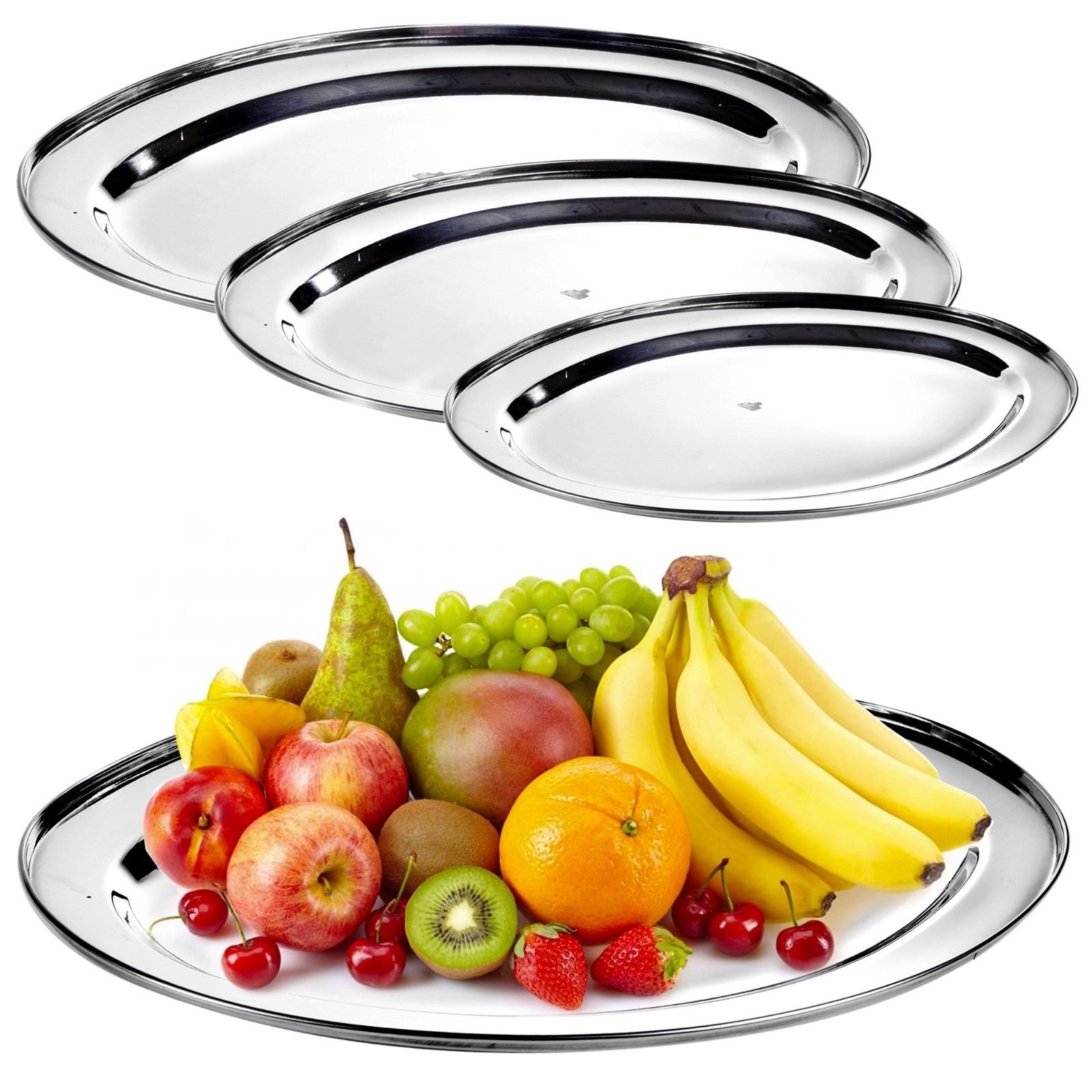 URBNLIVING Small Metal Oval Serving Tray