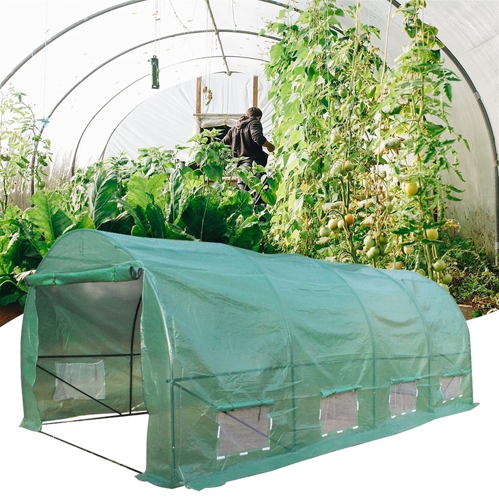 Serra da Giardino Tunnel Di grandi dimensioni Case verdi per Esterno Robusto, Polytunnel Serre con robusto telaio in acciaio, All'aperto Giardinaggio Pomodoro vegetale casa calda, 3m/2m di lunghezza